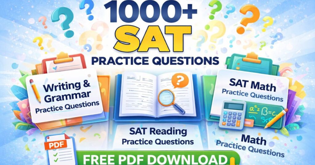 1000+ SAT Practice Questions PDF Including SAT Reading, Writing and Grammar, and Math Practice Questions Free Download